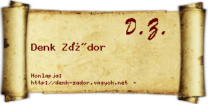 Denk Zádor névjegykártya